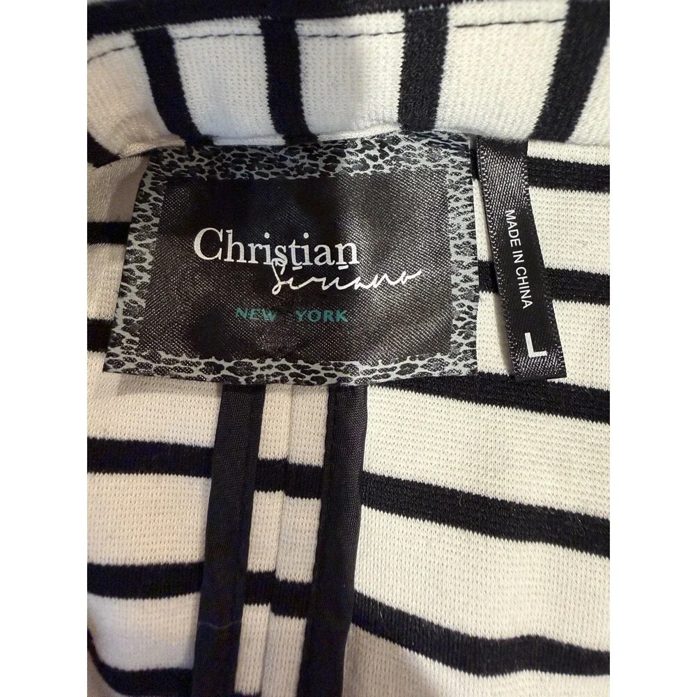 Christian Siriano Black & White Stripe Single Button Long Sleeve Blazer Medium